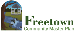 Logo for Freetown Community Master Plan with Freetown Bandstand and river